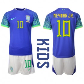 Baby Fußballbekleidung Brasilien Neymar Jr #10 Auswärtstrikot WM 2022 Kurzarm (+ kurze hosen)